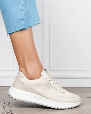 Pantofi sport din piele naturală pentru confort și stil CRL1813 BEJ