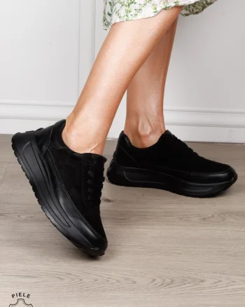 Pantofi sport din piele naturală cu design contemporan CRL1814 NEGRU