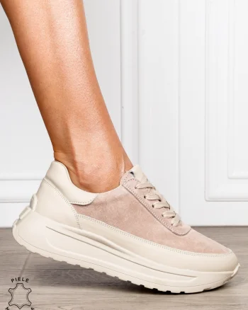 Pantofi sport din piele naturală cu design contemporan CRL1814 BEJ