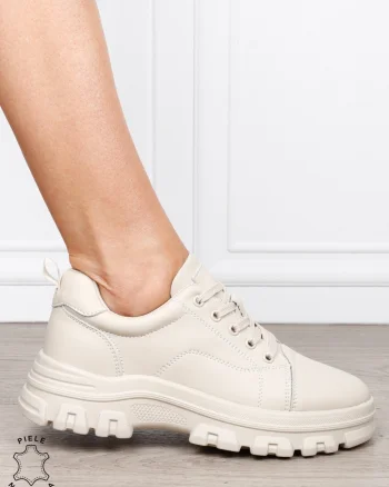 Pantofi casual dama Ppremium din piele naturală CRL1818 BEJ