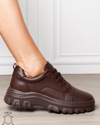 Pantofi casual dama Premium din piele naturală CRL1818 CAFENIU