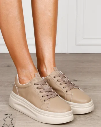 Pantofii casual piele naturala DIN PIELE NATURALA CRL0763 KHAKI