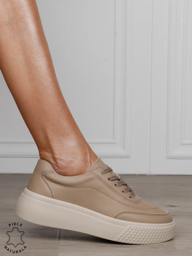 Pantofi Casual dama din Piele Naturala CRL1539 KHAKI