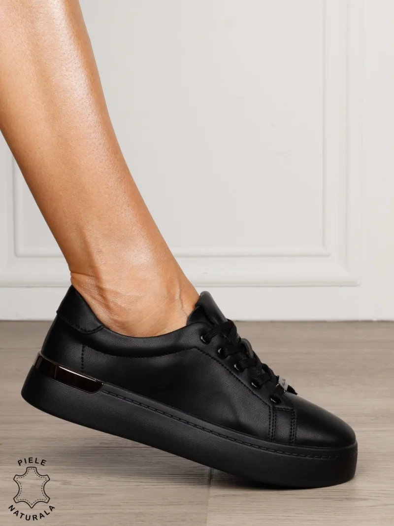 Pantofi dama casual din piele naturală în stil smart casual CRL1819 NEGRU