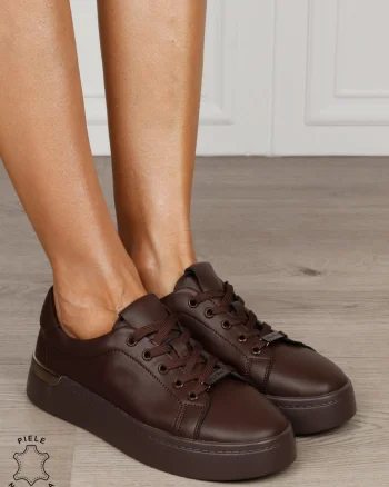 Pantofi dama casual din piele naturală în stil smart casual CRL1819 CAFENIU