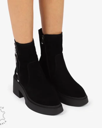 BOTINE PIELE NATURALA INTOARSA cu Fermoar lateral CRL1243