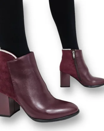 Botine DAMA din PIELE Ecologica cu FERMOAR CRL0925 CULOARE: Bordo