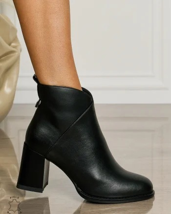 Cizme DAMA din PIELE NATURALA CU Talpa joasa CRL1498 Negru