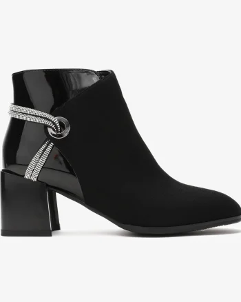 Botine dama din Piele Ecologica CRL0662NEGRUSHINNY