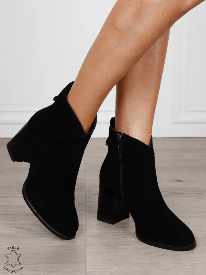 Cizme DAMA din PIELE NATURALA CU Talpa joasa CRL1498 Negru Suede