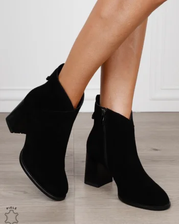 Cizme DAMA din PIELE NATURALA CU Talpa joasa CRL1498 Negru Suede