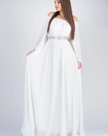 Rochie cununie civila, din voal, alba lunga, in marimi mari, Cinderella