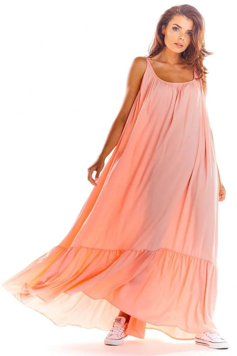 Rochie de vara lunga roz pal vaporoasa oversize Francina