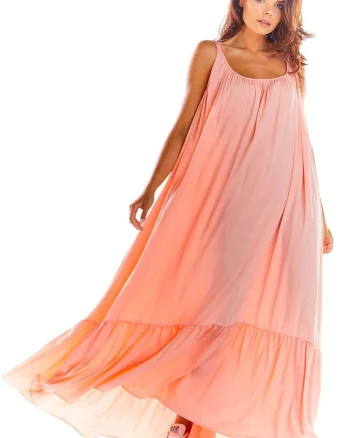 Rochie de vara lunga roz pal vaporoasa oversize Francina