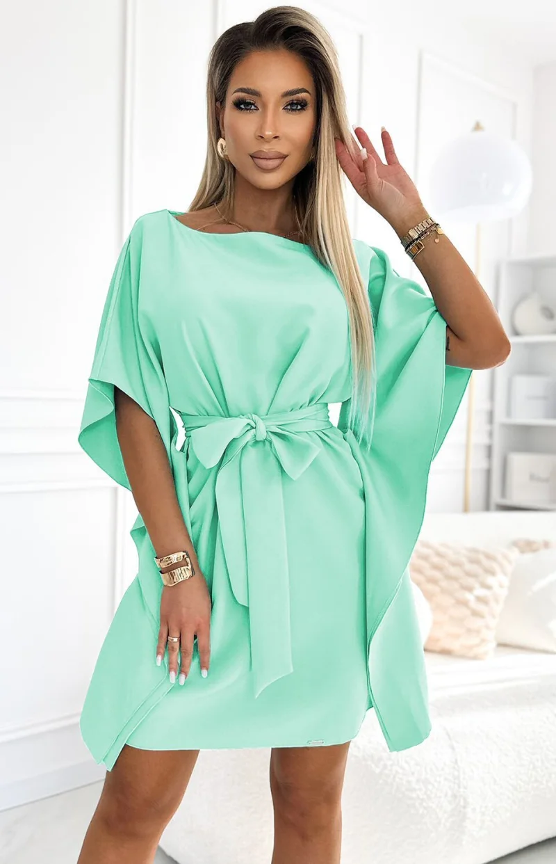 Rochie de vara, eleganta, midi, menta, croi fluture, Butterfly