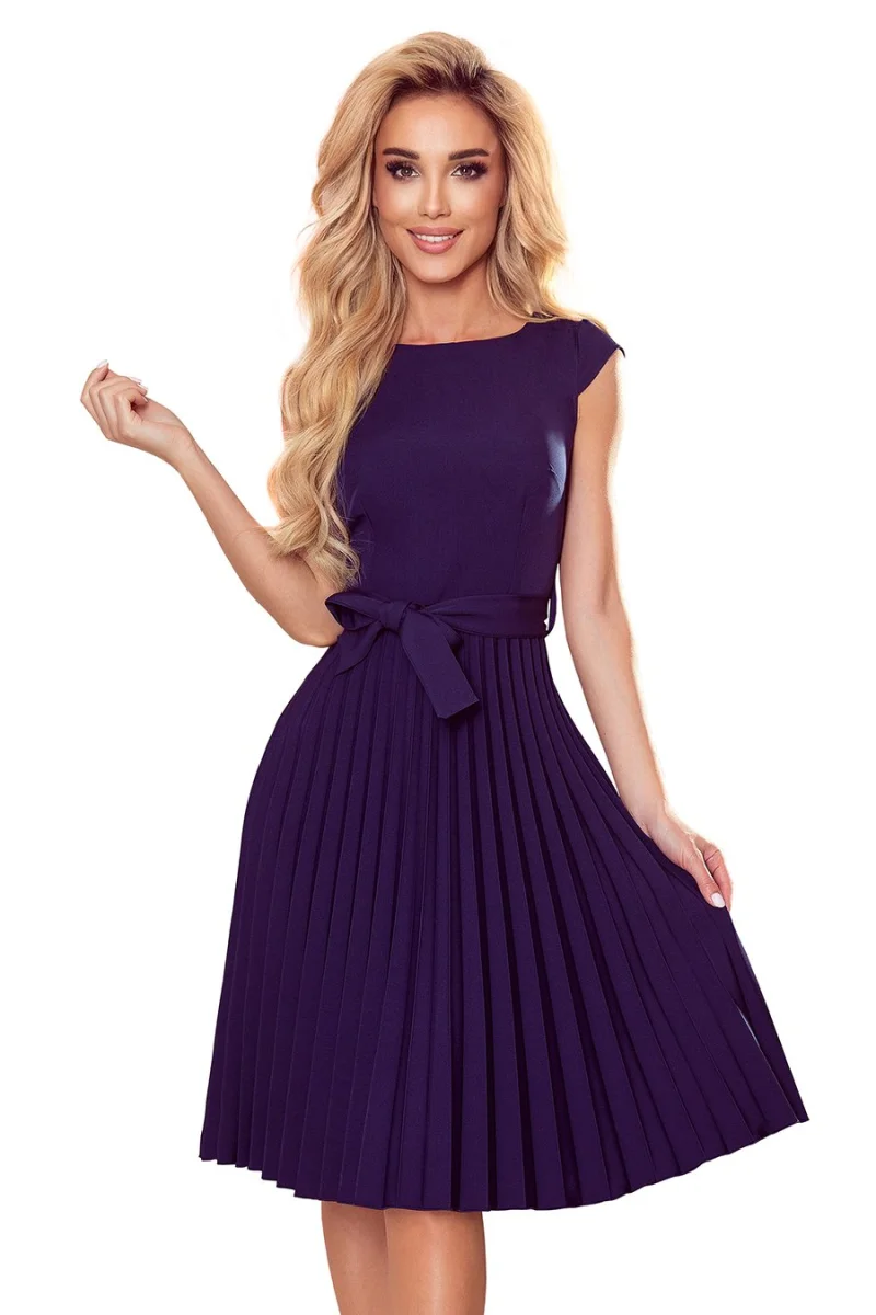 Rochie midi bleumarin plisata Karima