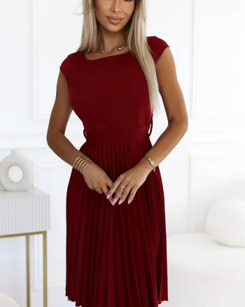 Rochie midi burgundy plisata Karima