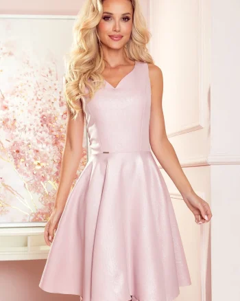 Rochie scurta baby doll roz din glitter Lona