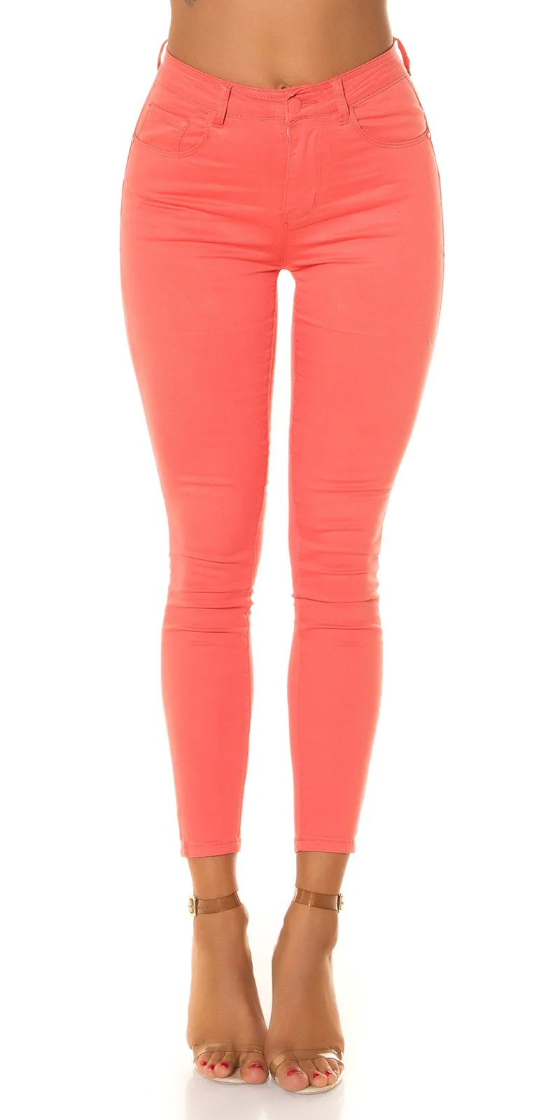 Blugi dama push up, corai, denim, cu talia inalta, Pikme