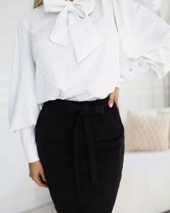 Bluza eleganta alba cu maneca lunga lejera Anouk