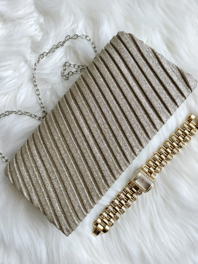 Geanta plic auriu glitter, Dazzling