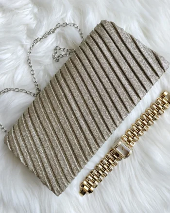 Geanta plic auriu glitter, Dazzling