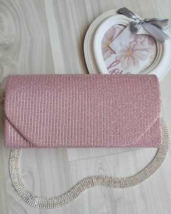 Geanta plic glitter roz pal Diamond
