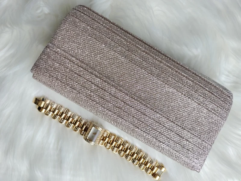 Geanta plic sampanie cu glitter, Melia