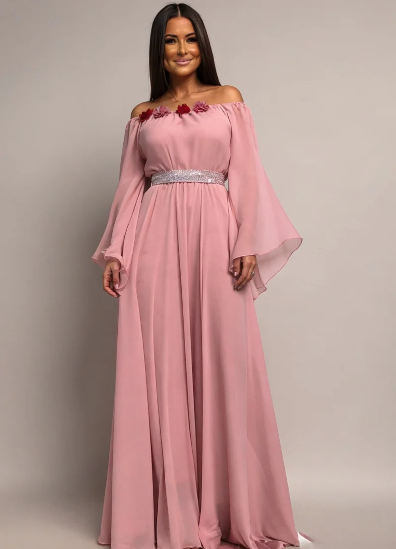 Rochie de ocazie lunga din voal roz FairyTale