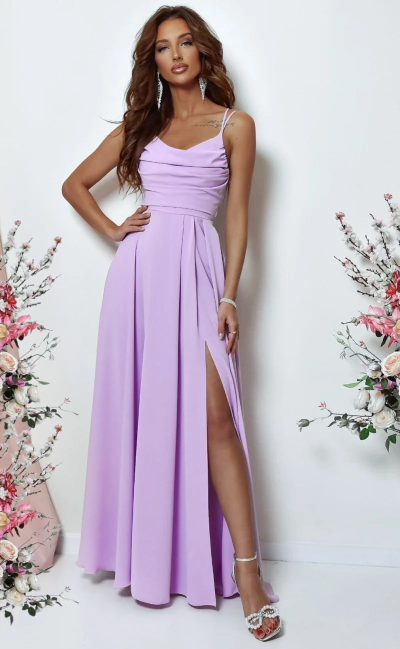 Rochie de ocazie lunga lila cu bust tip corset ValeriaW