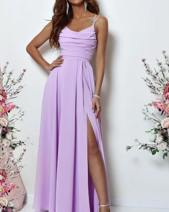 Rochie de ocazie lunga lila cu bust tip corset ValeriaW