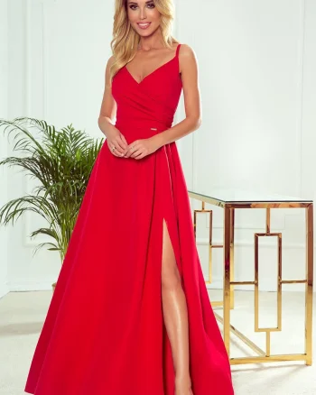 Rochie lunga rosie vaporoasa Scarlett