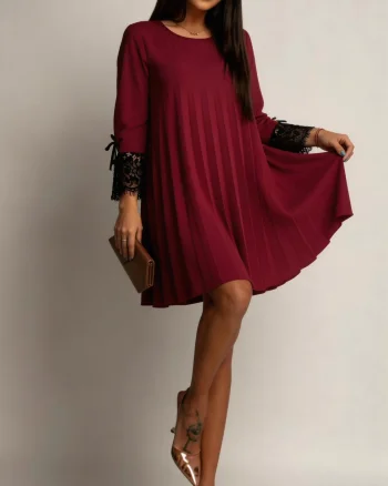 Rochie midi burgundy plisata croi A Patricia2