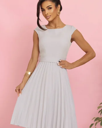 Rochie midi gri plisata Karima