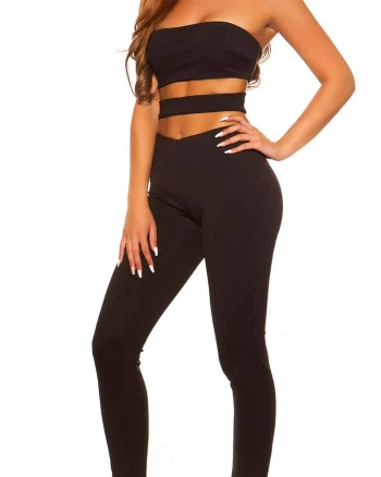 Salopeta neagra cu decupaje sexy Katiusa