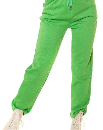 Pantaloni trening dama, casual, verzi, cu talia inalta, jogger, Sevinc