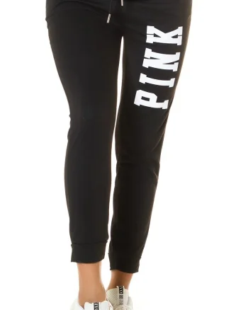 Pantaloni trening de dama, bumbac, negru Moony