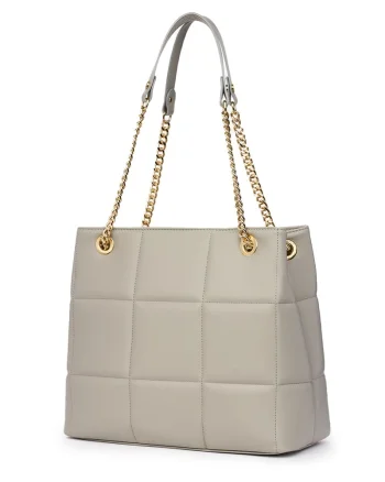Geanta din piele matlasata Azaleea gri