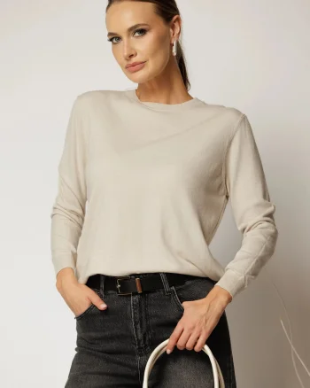 Bluza ivoar din tricot cu maneca lunga si decolteu rotund