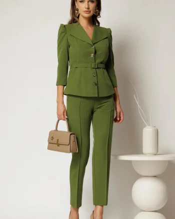 Compleu DY Fashion verde fistic format din sacou si pantaloni