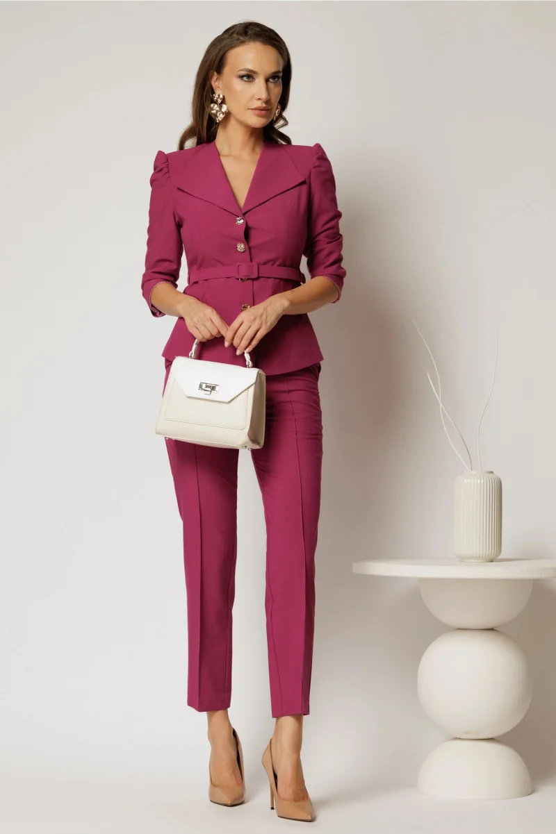 Compleu DY Fashion magenta format din sacou si pantaloni