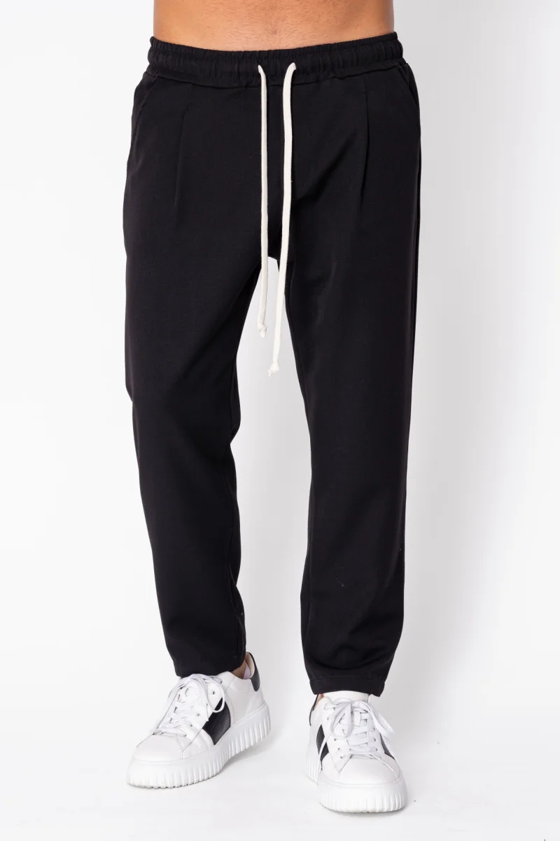Pantaloni lungi cu pense si buzunar spate Black