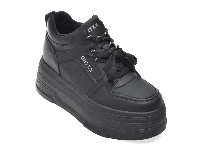 Ghete GRYXX negre, 5710, din piele naturala