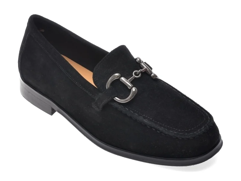 Mocasini FLAVIA PASSINI negri, V1789G1, din piele intoarsa