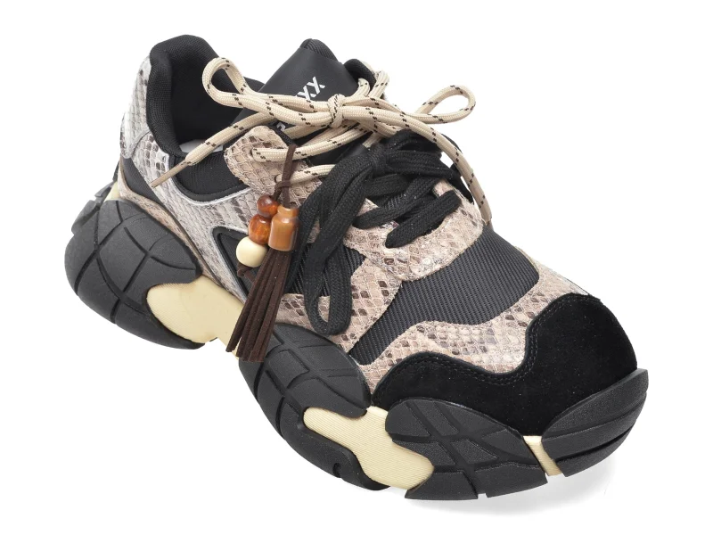 Pantofi sport GRYXX negri, 21702, din material textil si piele naturala