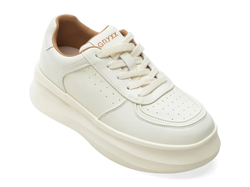 Pantofi sport GRYXX albi, 6811, din piele naturala