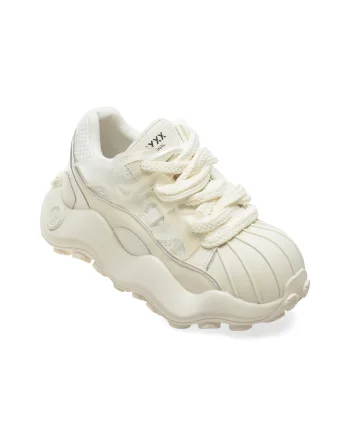 Pantofi sport GRYXX albi, 8607, din material textil si piele naturala