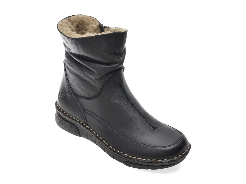 Ghete RIEKER negre, 73366, din piele naturala