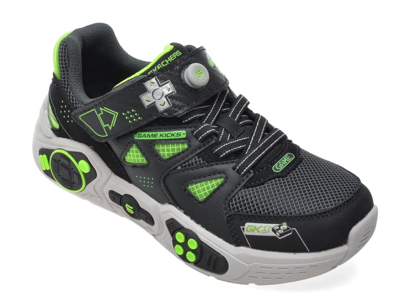 Pantofi sport SKECHERS negri, GAMETRONIX 3.0, din material textil