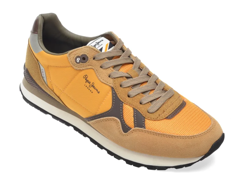 Pantofi sport PEPE JEANS galbeni, MS40050, din material textil si piele naturala